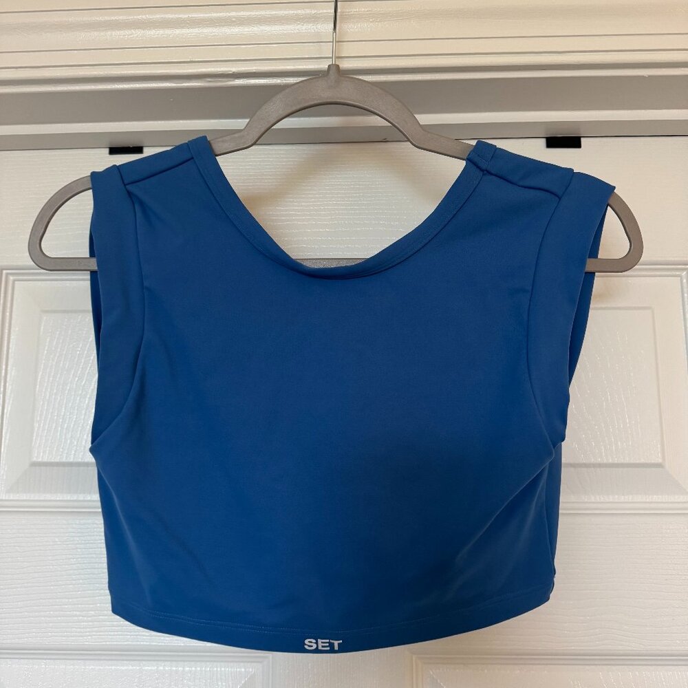 SET Active Sportbody High-Low Bra, Ripple blue color women's medium